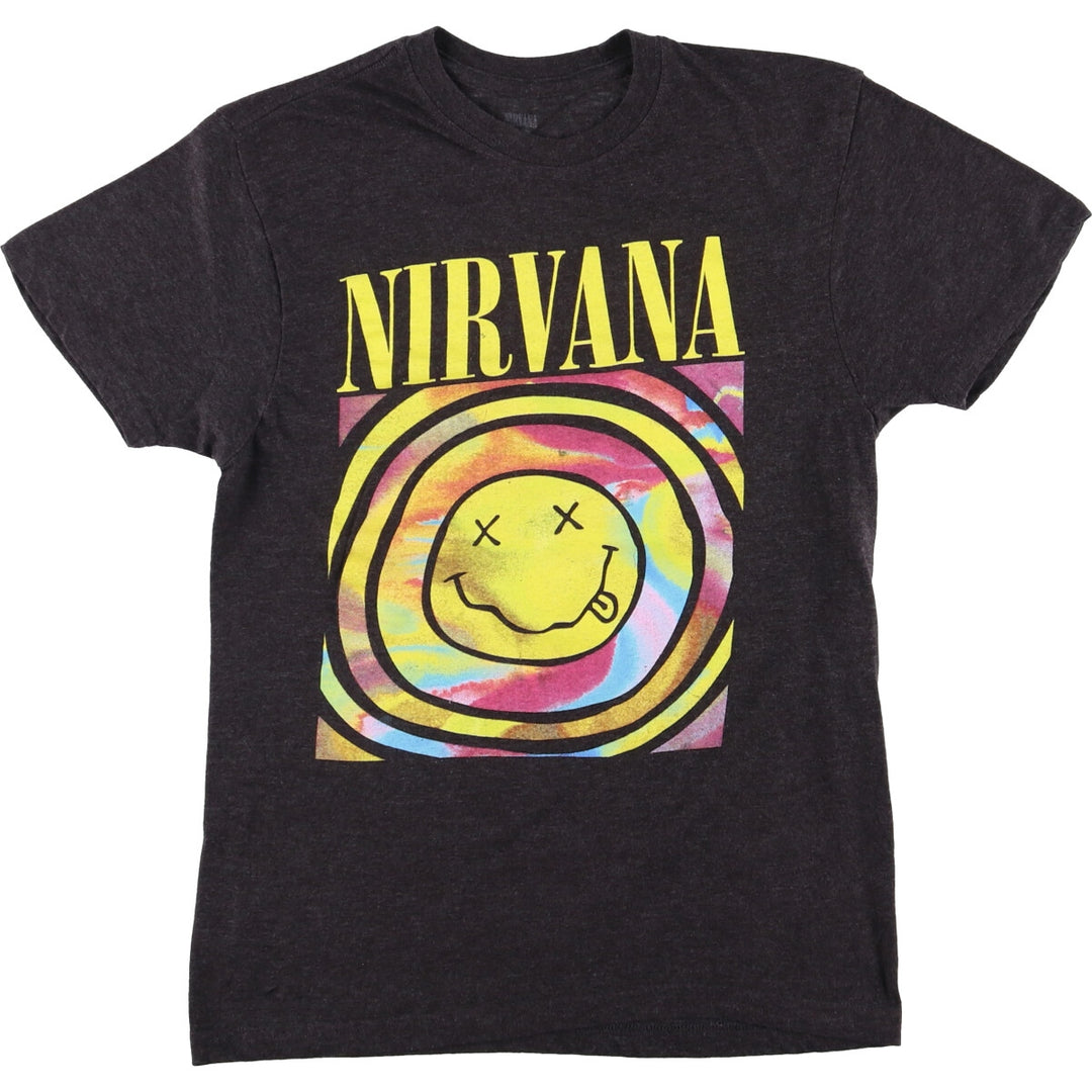 NIRVANA Nirvana Band T-shirt, Band T, Men's M size cotton black type Vintage Second Hand