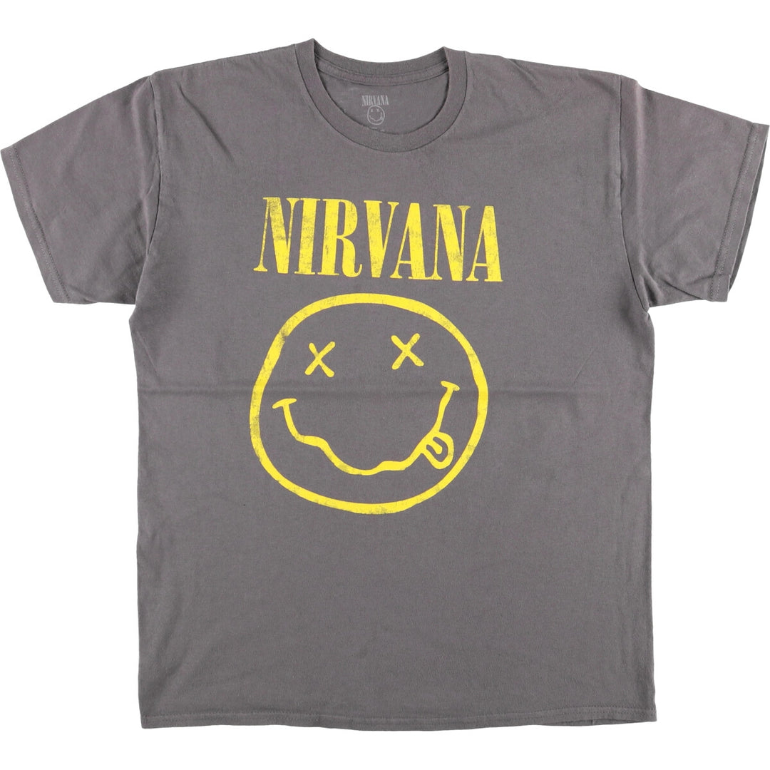 NIRVANA Nirvana Band T-shirt, Band T, Men's L size cotton Charcoal Vintage Second Hand