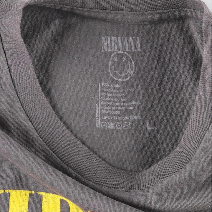 NIRVANA Nirvana Band T-shirt, Band T, Men's L size cotton Charcoal Vintage Second Hand