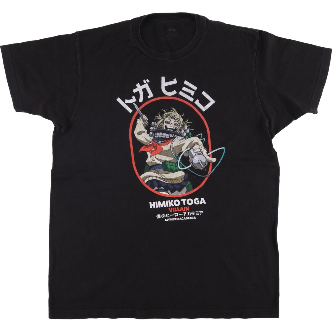 MY HERO ACADEMIA My Hero Academia Toga Himiko Anime Character Print T-Shirt Men's L size unclear black type Vintage Second Hand