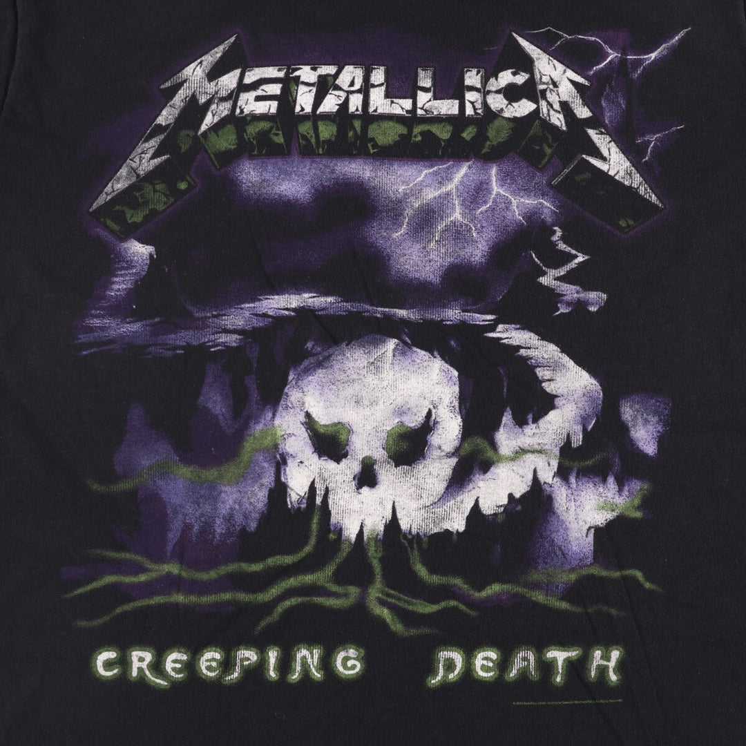 BAY ISLAND Metallica Skull Pattern Band T-Shirt, Men's XL cotton black type Vintage Second Hand