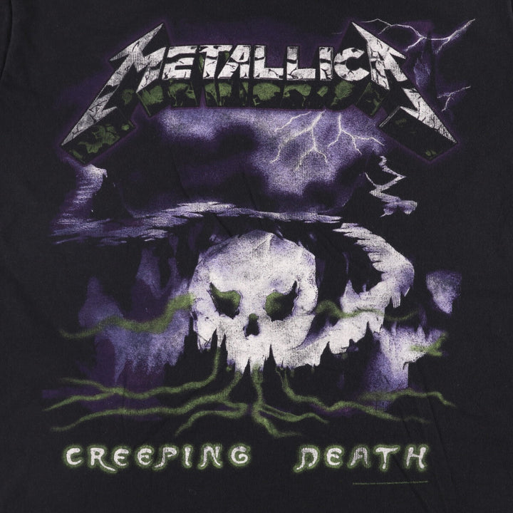 BAY ISLAND Metallica Skull Pattern Band T-Shirt, Men's XL cotton black type Vintage Second Hand