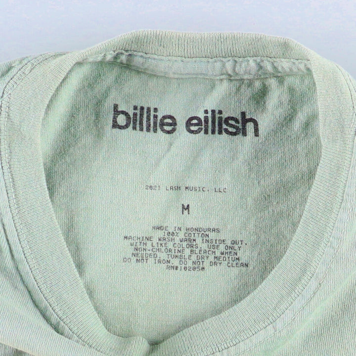 Billie Eilish Band T-shirt, Men's M size cotton Mint green Vintage Second Hand