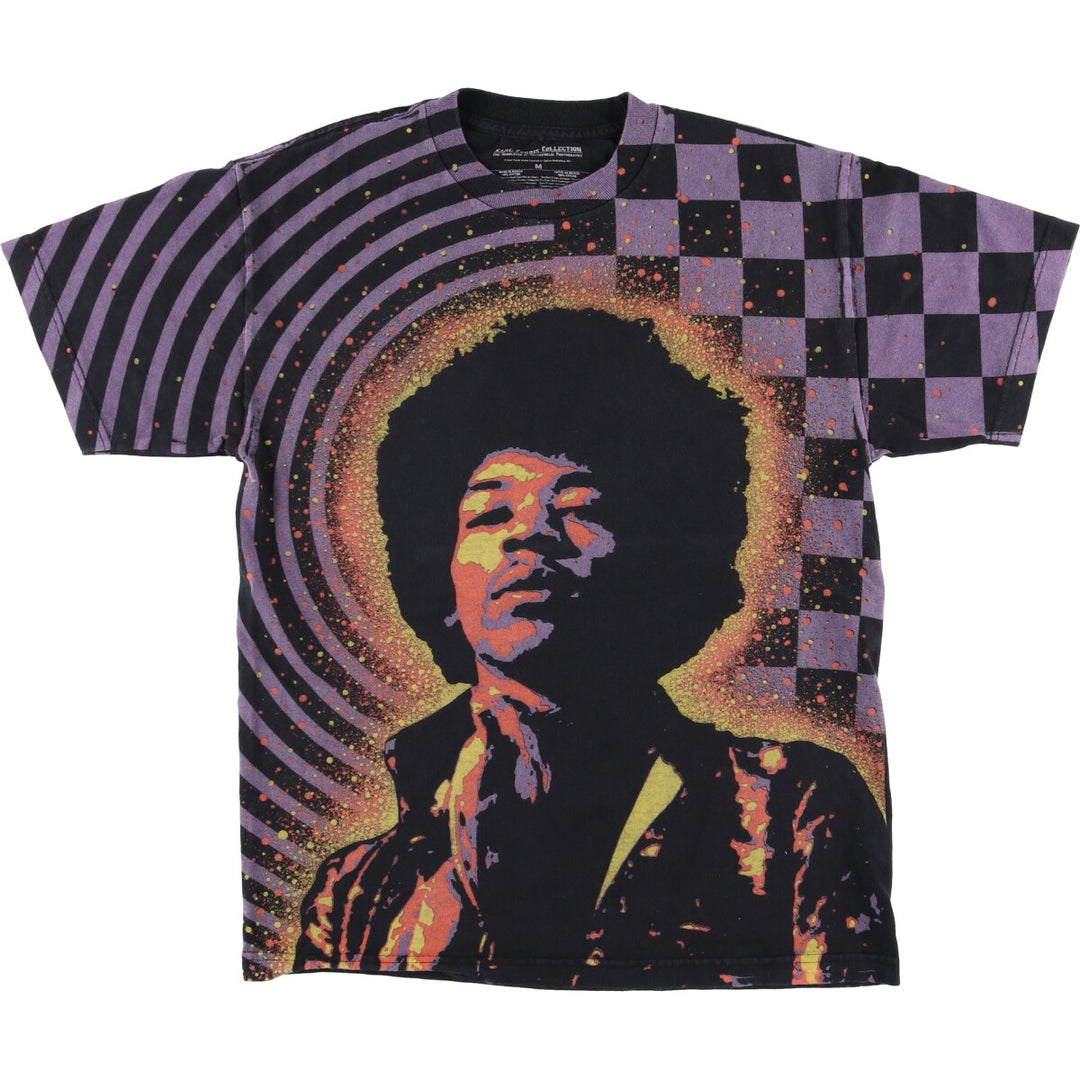 KARL FERRIS COLLECTION JIMI HENDRIX Large Print Band T-Shirt, Men's Medium cotton black type Vintage Second Hand