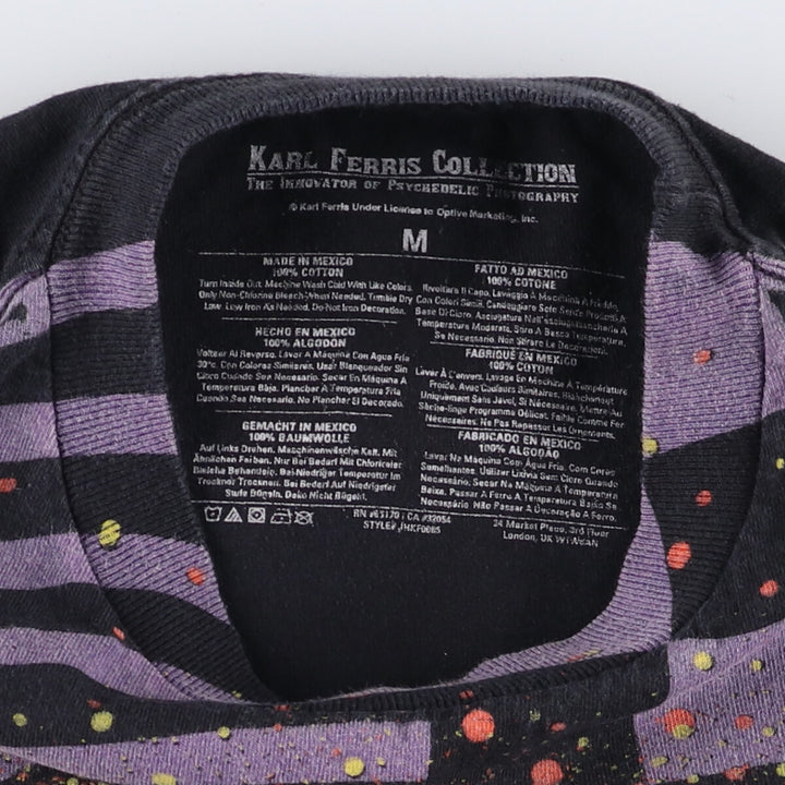 KARL FERRIS COLLECTION JIMI HENDRIX Large Print Band T-Shirt, Men's Medium cotton black type Vintage Second Hand