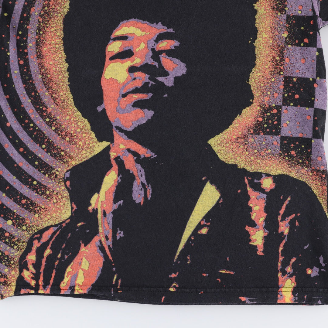 KARL FERRIS COLLECTION JIMI HENDRIX Large Print Band T-Shirt, Men's Medium cotton black type Vintage Second Hand