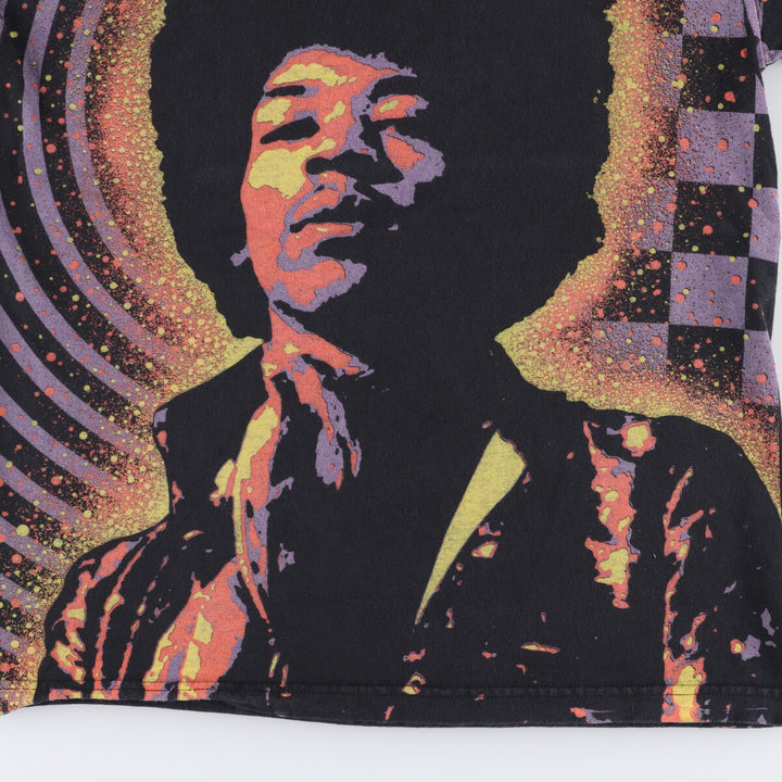 KARL FERRIS COLLECTION JIMI HENDRIX Large Print Band T-Shirt, Men's Medium cotton black type Vintage Second Hand