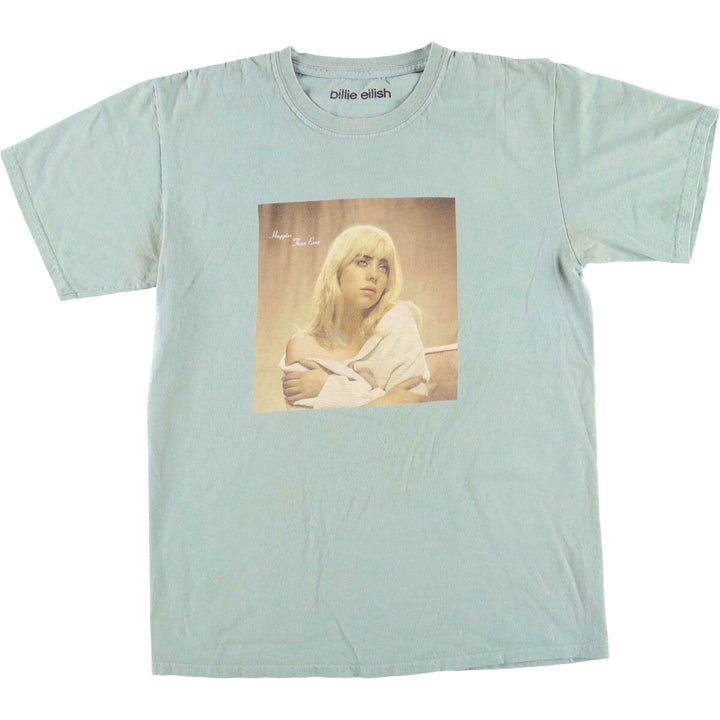 Billie Eilish Band T-shirt, Men's M size cotton Mint green Vintage Second Hand