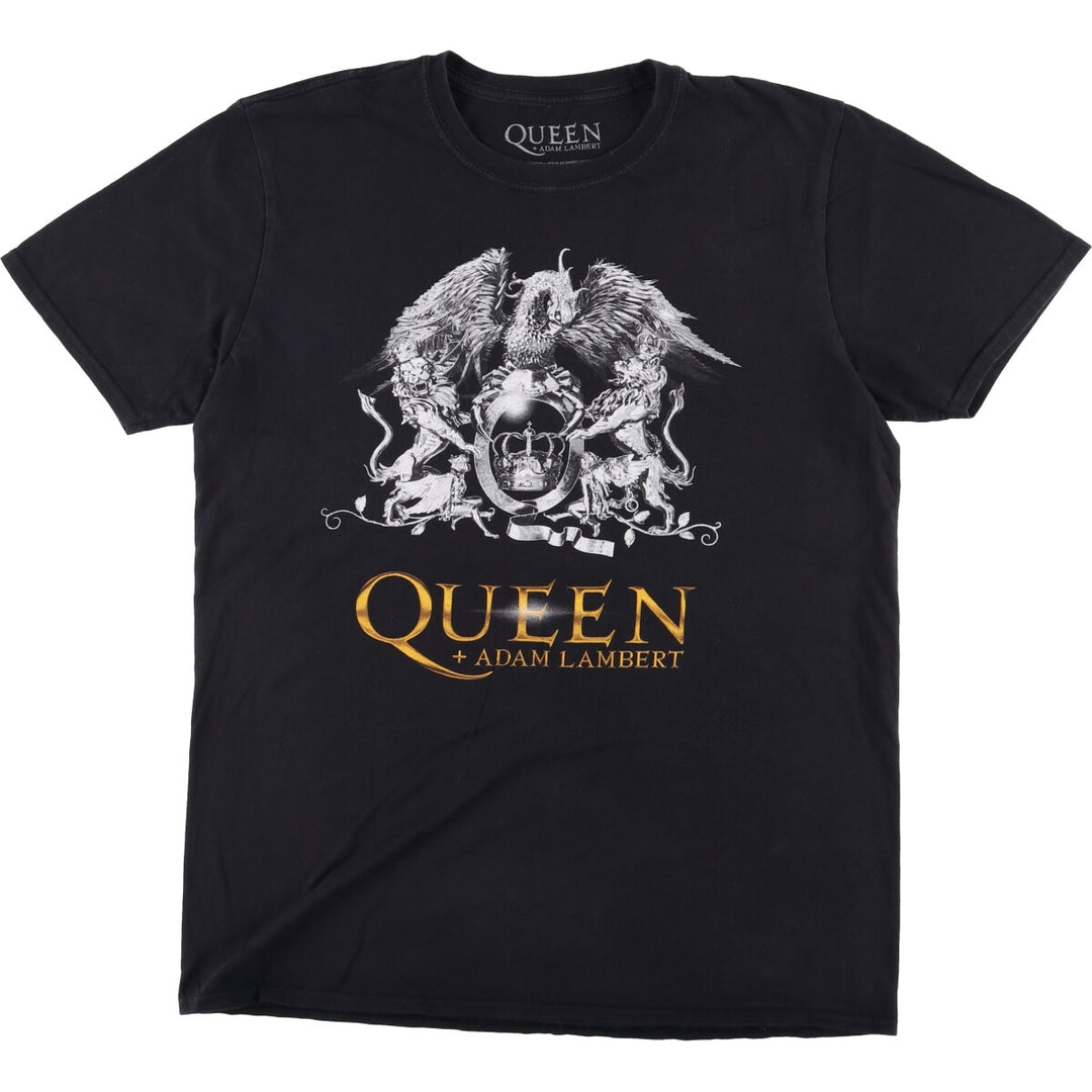 QUEEN Band T-shirt, Men's L size cotton black type Vintage Second Hand