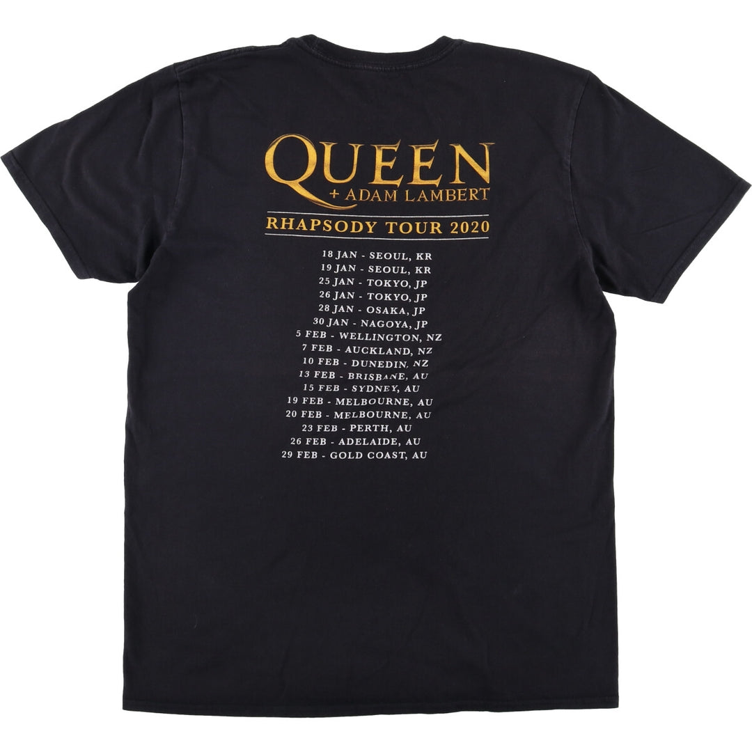 QUEEN Band T-shirt, Men's L size cotton black type Vintage Second Hand