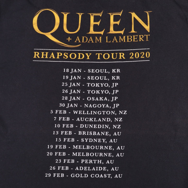 QUEEN Band T-shirt, Men's L size cotton black type Vintage Second Hand