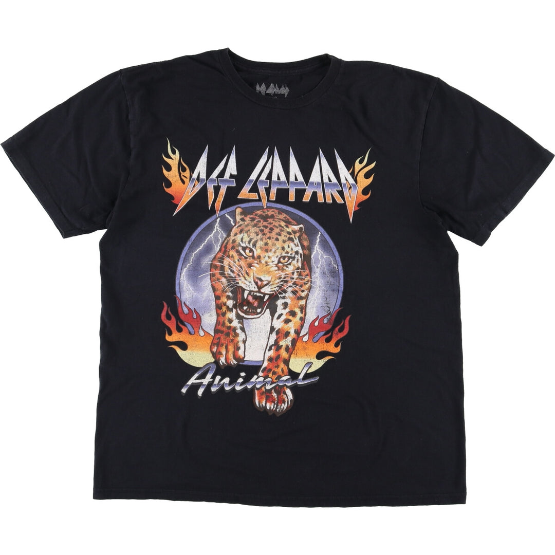 DEF LEPPARD Def Leppard Leopard Pattern Leopard Pattern Band T-shirt Band T Men's L size cotton black type Vintage Second Hand