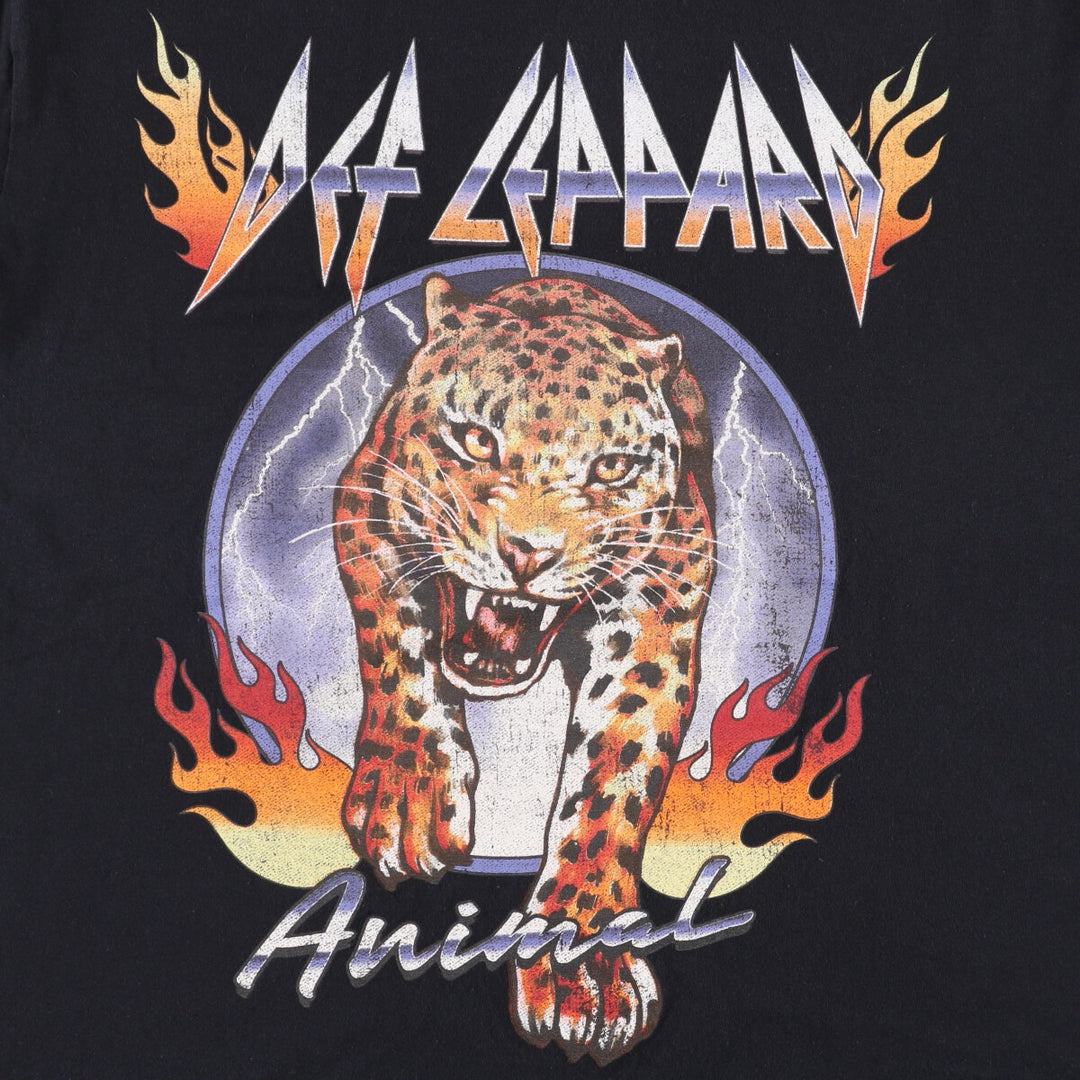 DEF LEPPARD Def Leppard Leopard Pattern Leopard Pattern Band T-shirt Band T Men's L size cotton black type Vintage Second Hand