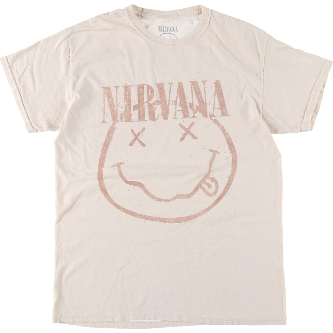 NIRVANA Nirvana Band T-shirt, Band T, Men's M size cotton pale white type Vintage Second Hand
