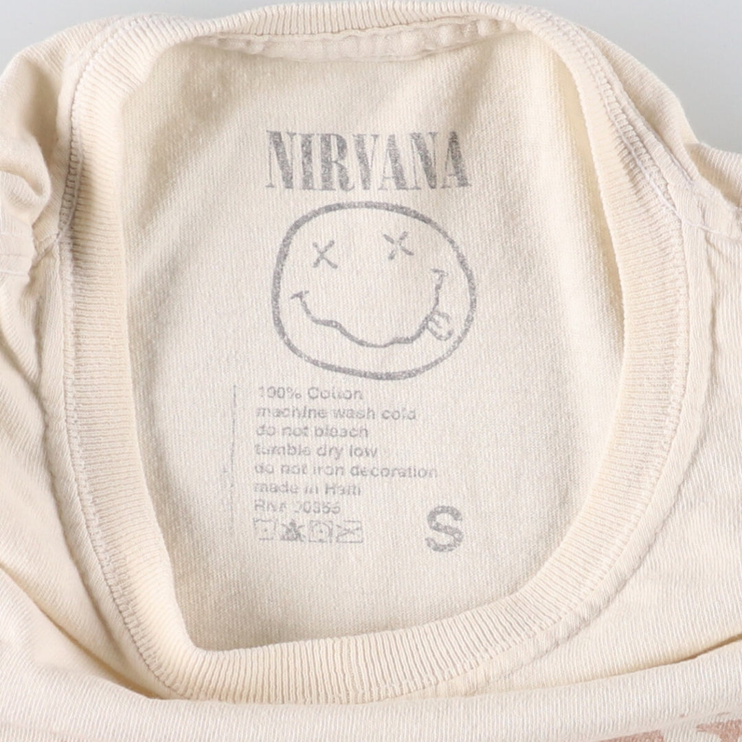 NIRVANA Nirvana Band T-shirt, Band T, Men's M size cotton pale white type Vintage Second Hand