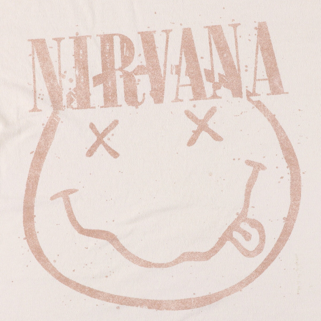 NIRVANA Nirvana Band T-shirt, Band T, Men's M size cotton pale white type Vintage Second Hand