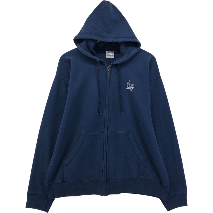 Vintage 90s-00'S Hanes full-zip sweatshirt hoodie, size L, men's cotton navy blue type Vintage Second Hand