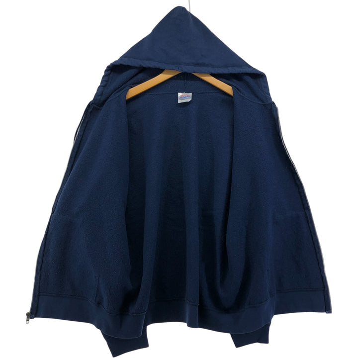 Vintage 90s-00'S Hanes full-zip sweatshirt hoodie, size L, men's cotton navy blue type Vintage Second Hand