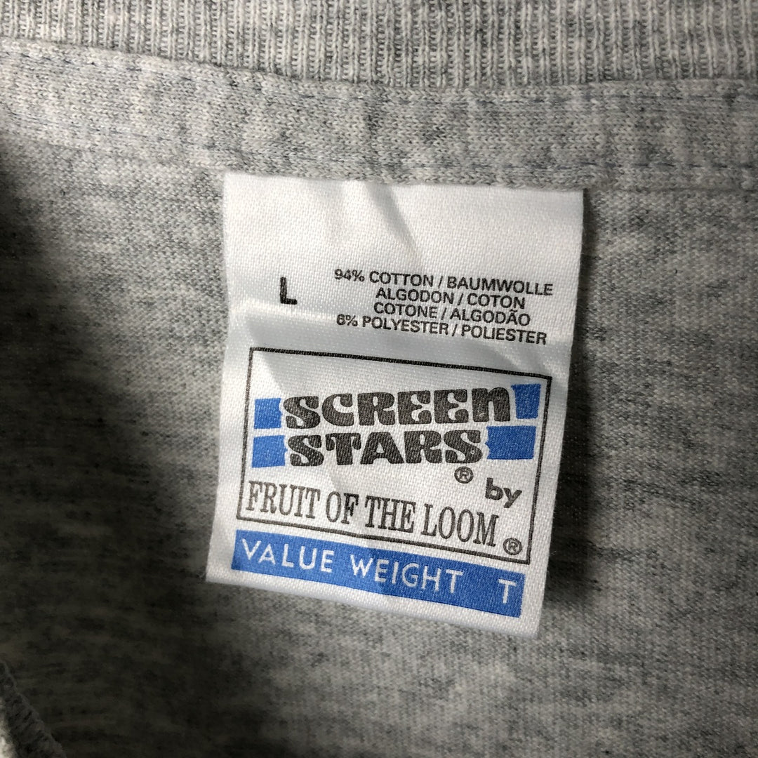 90'S Fruit of the Loom Screen Stars Print T-Shirt, Men's, Size Large, Vintage cotton gray type Vintage Second Hand
