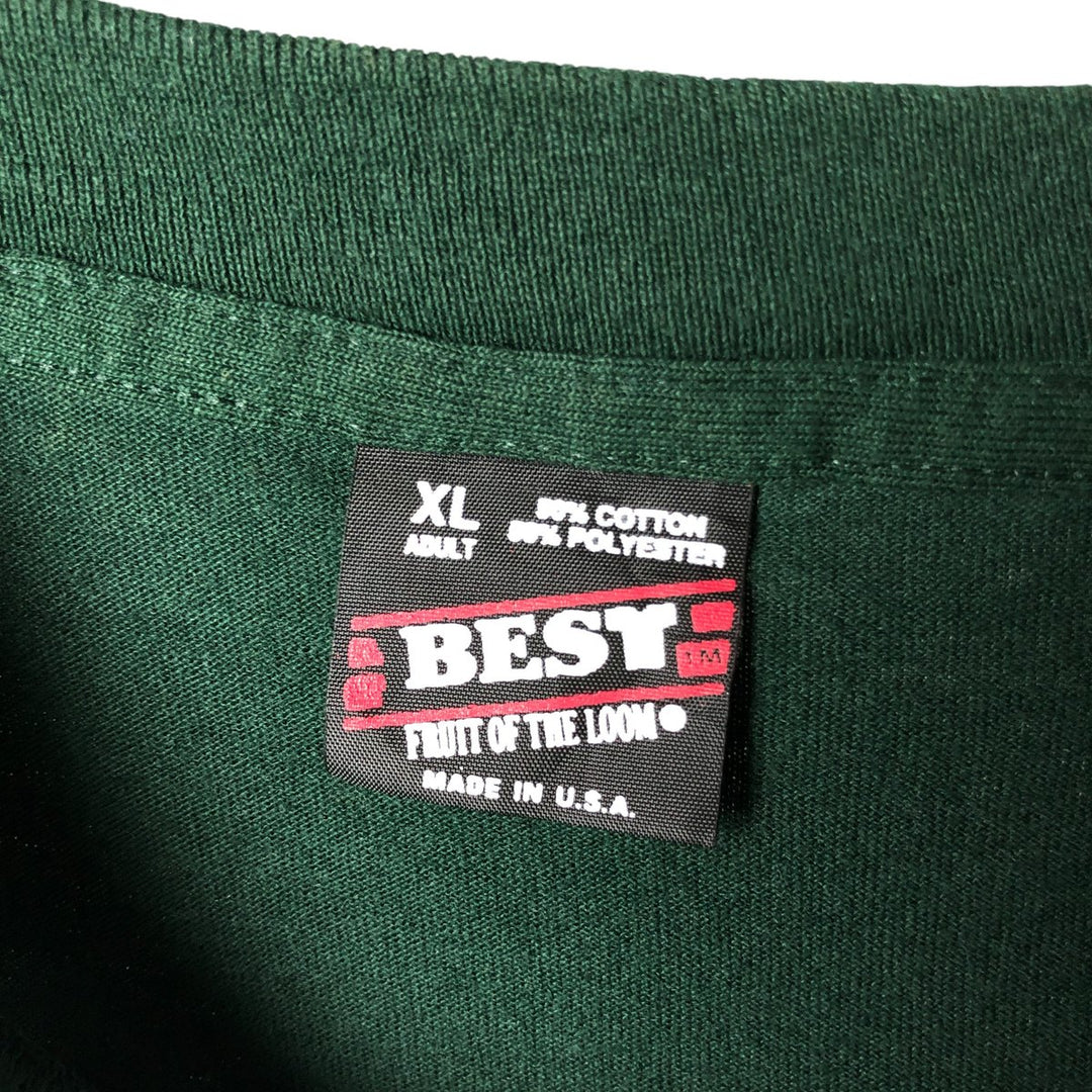 90'S Fruit of the Loom printed T-shirt, made in the USA, men's XL size, vintage cotton green type Vintage Second Hand