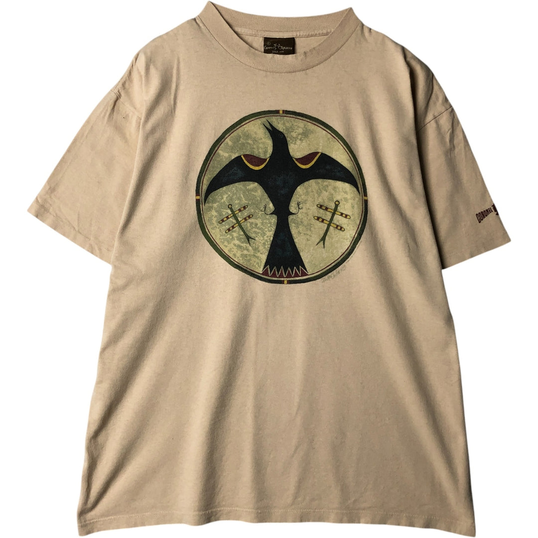 Coronel Tapiocca Printed T-Shirt, Made in USA, Men's XL cotton Beige type Vintage Second Hand