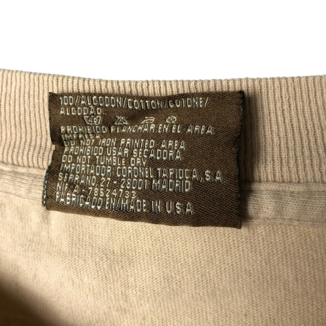 Coronel Tapiocca Printed T-Shirt, Made in USA, Men's XL cotton Beige type Vintage Second Hand