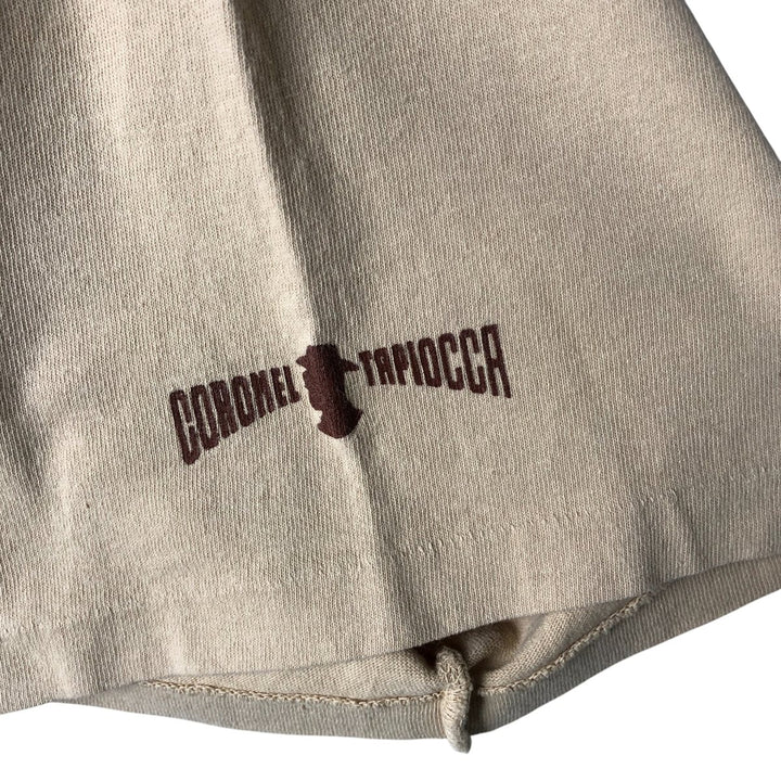 Coronel Tapiocca Printed T-Shirt, Made in USA, Men's XL cotton Beige type Vintage Second Hand