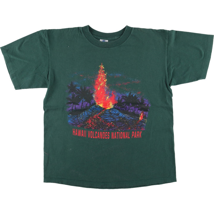 90s-00'S BELTON Printed T-Shirt, Made in USA, Men's Size L cotton green type Vintage Second Hand