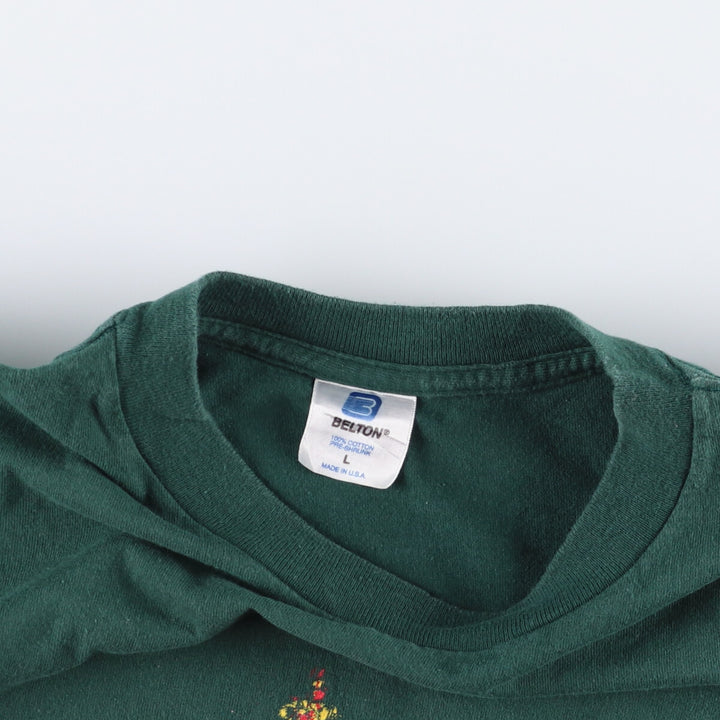 90s-00'S BELTON Printed T-Shirt, Made in USA, Men's Size L cotton green type Vintage Second Hand