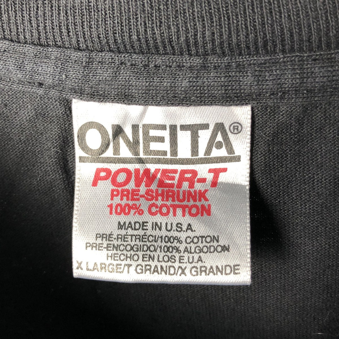 90'S ONEITA Printed T-shirt Made in USA Men's XL Vintage cotton black type Vintage Second Hand