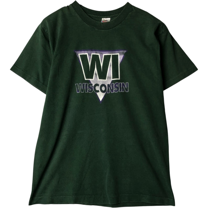 90'S Fruit of the Loom printed T-shirt, made in the USA, men's size L, vintage cotton green type Vintage Second Hand