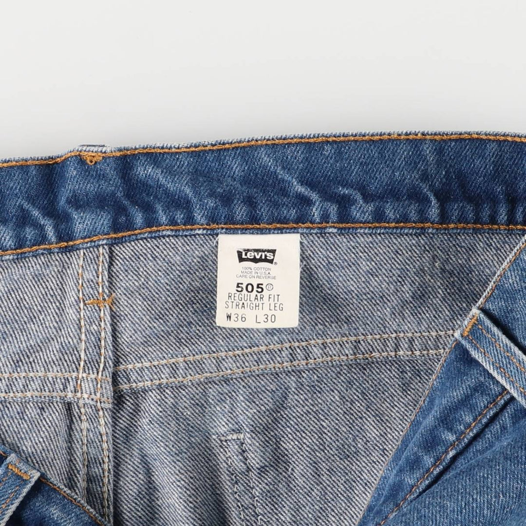 90'S Levi's 505 Regular Fit Straight Leg Tapered Denim Pants with Orange Tab, Made in USA, Men's Size 36 cotton blue type Vintage Second Hand