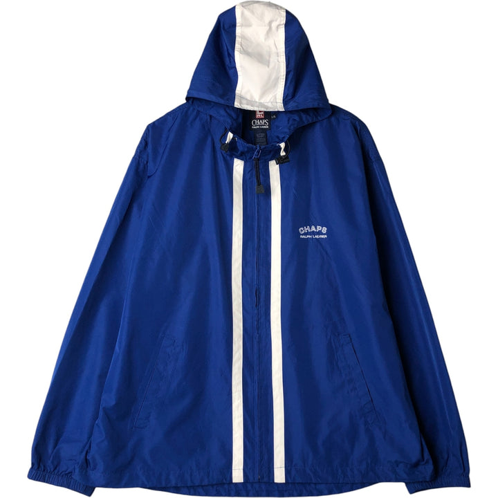Ralph Lauren CHAPS hooded windbreaker, men's size L polyester blue type Vintage Second Hand