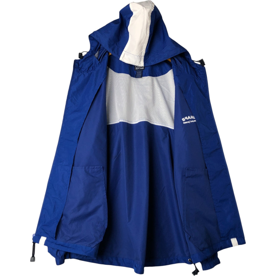 Ralph Lauren CHAPS hooded windbreaker, men's size L polyester blue type Vintage Second Hand