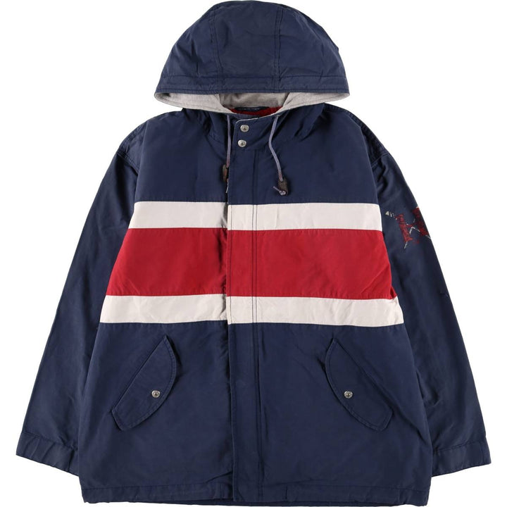 90'S Tommy Hilfiger nylon parka, men's size L, vintage Nylon navy blue type Vintage Second Hand