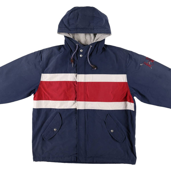 90'S Tommy Hilfiger nylon parka, men's size L, vintage Nylon navy blue type Vintage Second Hand