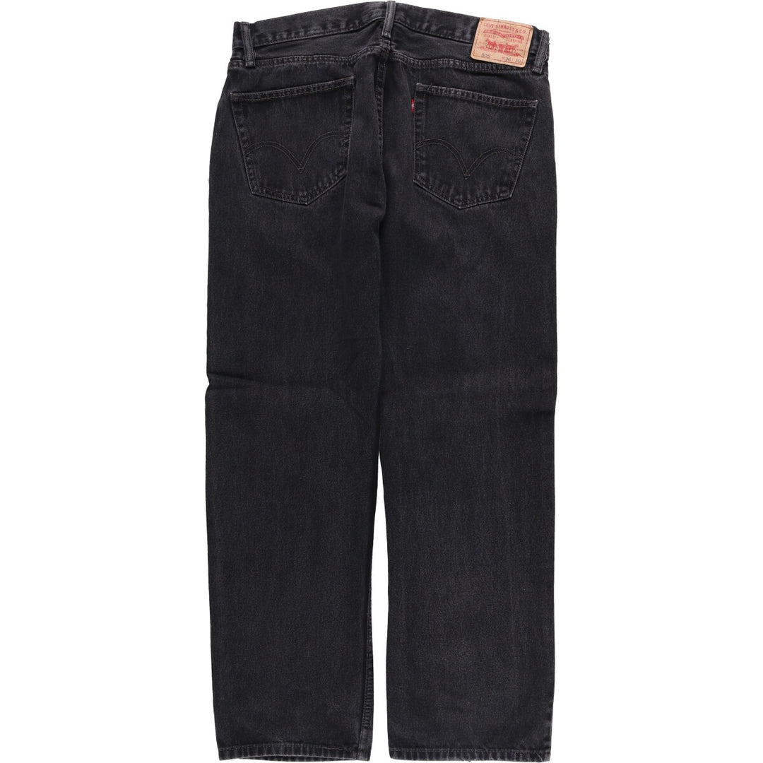 Levi's 505 REGULAR FIT black denim tapered denim pants for men, size w36 cotton black type Vintage Second Hand