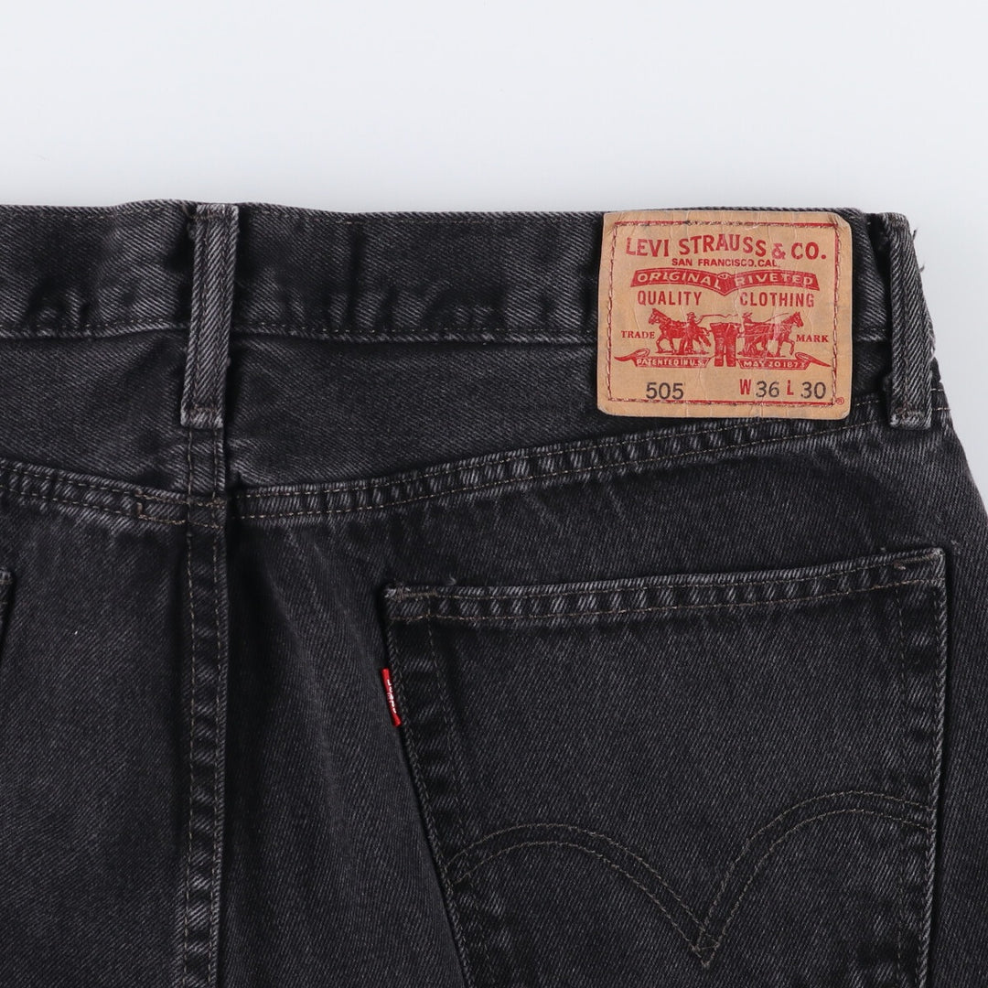 Levi's 505 REGULAR FIT black denim tapered denim pants for men, size w36 cotton black type Vintage Second Hand