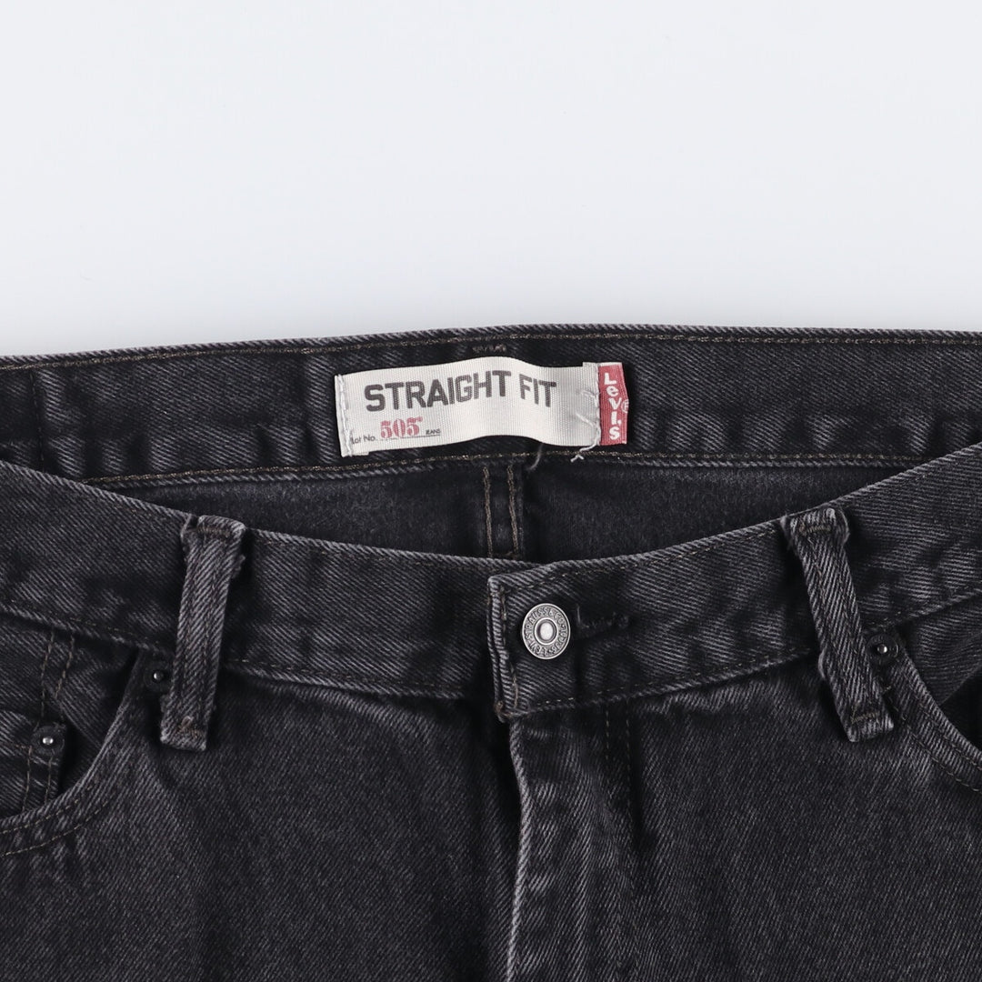 Levi's 505 REGULAR FIT black denim tapered denim pants for men, size w36 cotton black type Vintage Second Hand