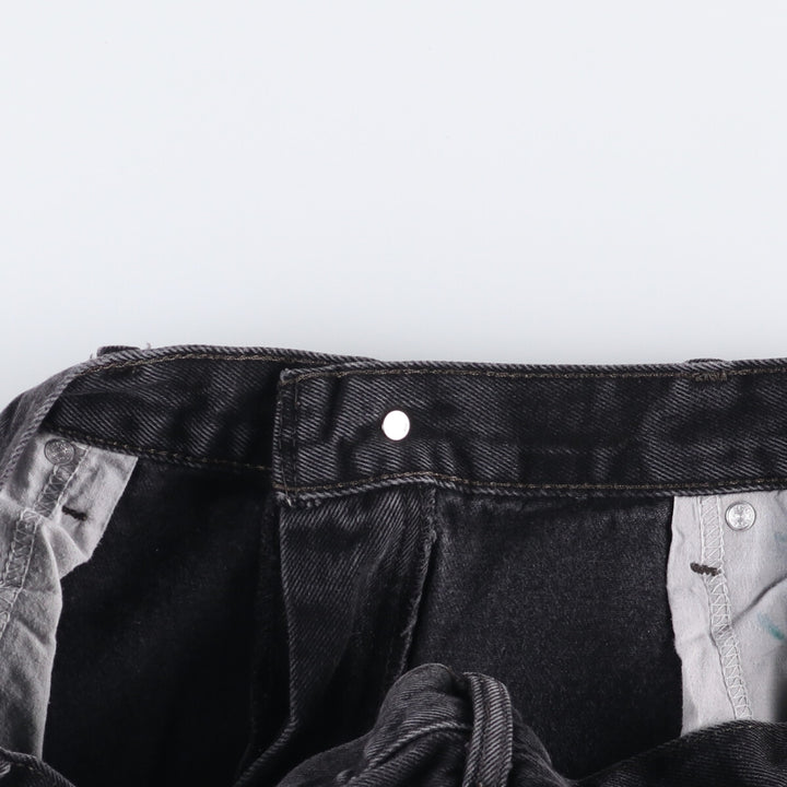 Levi's 505 REGULAR FIT black denim tapered denim pants for men, size w36 cotton black type Vintage Second Hand