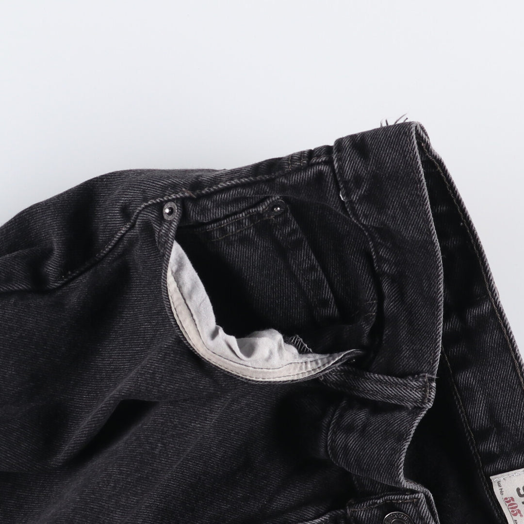 Levi's 505 REGULAR FIT black denim tapered denim pants for men, size w36 cotton black type Vintage Second Hand