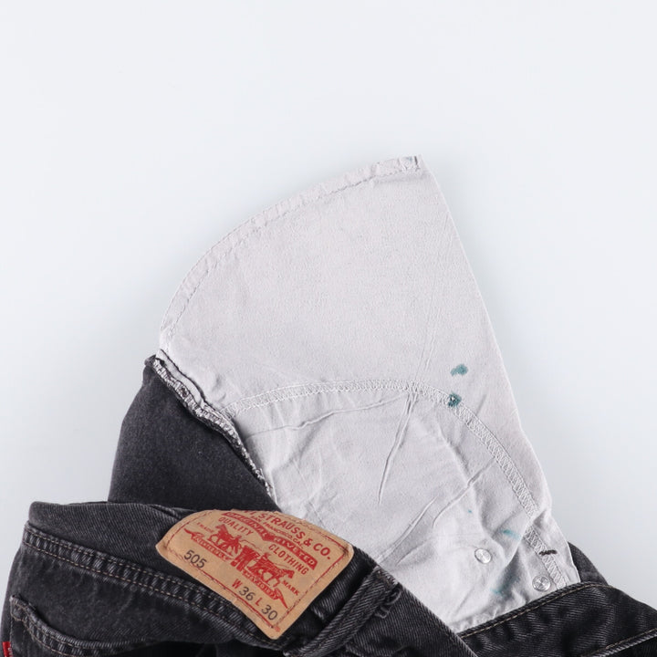 Levi's 505 REGULAR FIT black denim tapered denim pants for men, size w36 cotton black type Vintage Second Hand
