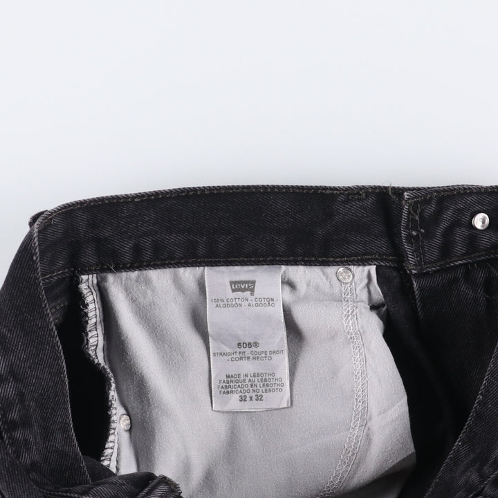 Levi's 505 STRAIGHT FIT Black Denim Tapered Denim Pants Men's W34 cotton black type Vintage Second Hand