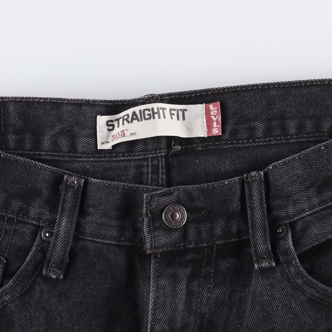 Levi's 505 STRAIGHT FIT Black Denim Tapered Denim Pants Men's W34 cotton black type Vintage Second Hand