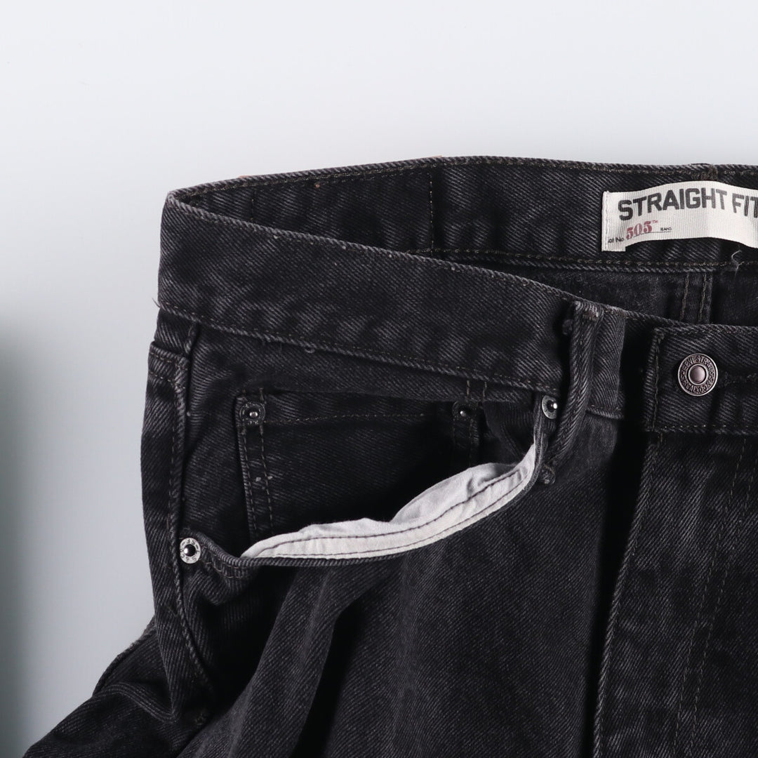 Levi's 505 STRAIGHT FIT Black Denim Tapered Denim Pants Men's W34 cotton black type Vintage Second Hand