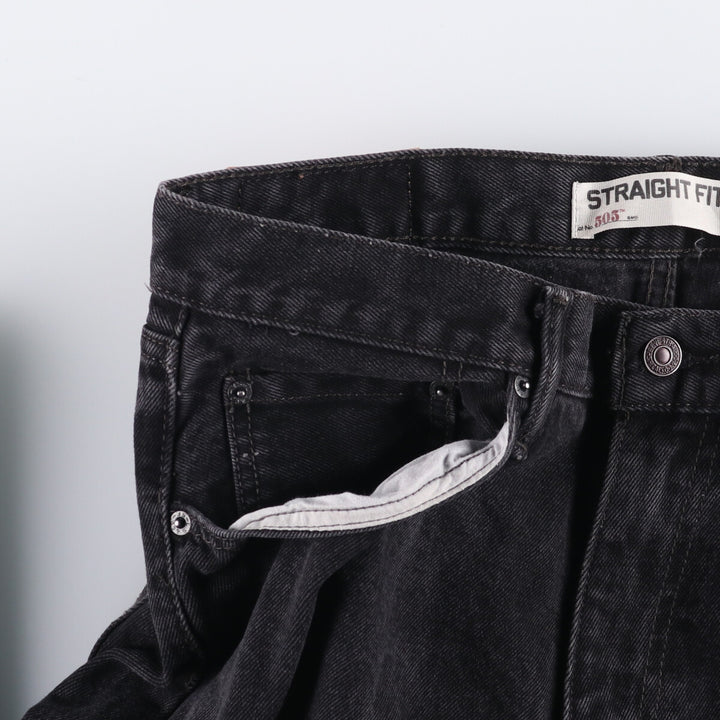 Levi's 505 STRAIGHT FIT Black Denim Tapered Denim Pants Men's W34 cotton black type Vintage Second Hand