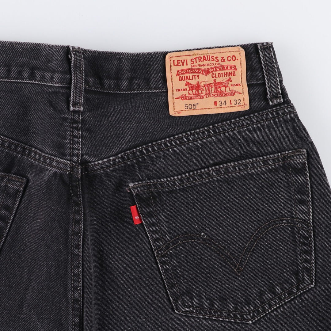 2000'S Levi's 505 Regular Fit Black Denim Tapered Denim Pants, Men's Size 34 cotton black type Vintage Second Hand