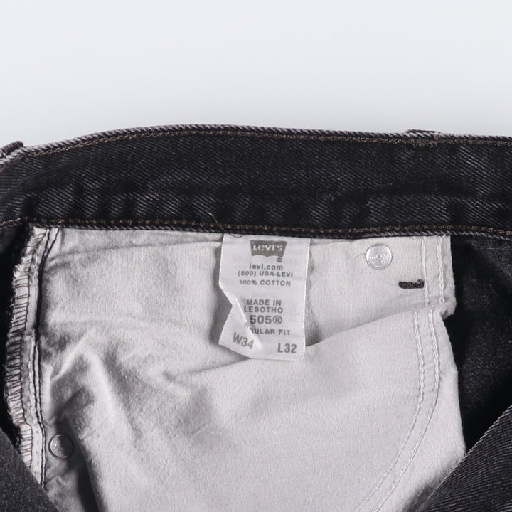 2000'S Levi's 505 Regular Fit Black Denim Tapered Denim Pants, Men's Size 34 cotton black type Vintage Second Hand