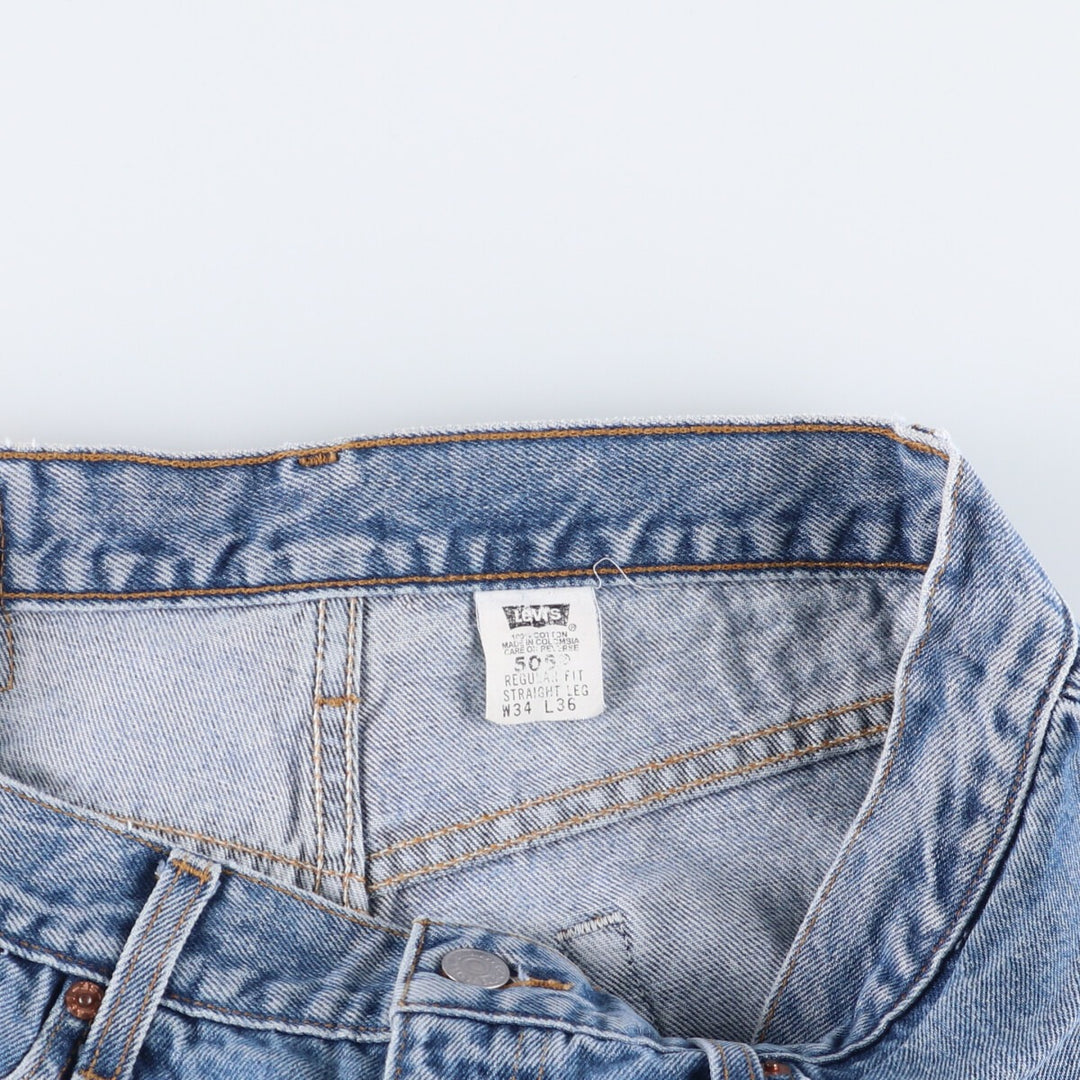 90'S Levi's 505 REGULAR FIT STRAIGHT LEG tapered denim pants for men, size W34, vintage cotton blue type Vintage Second Hand