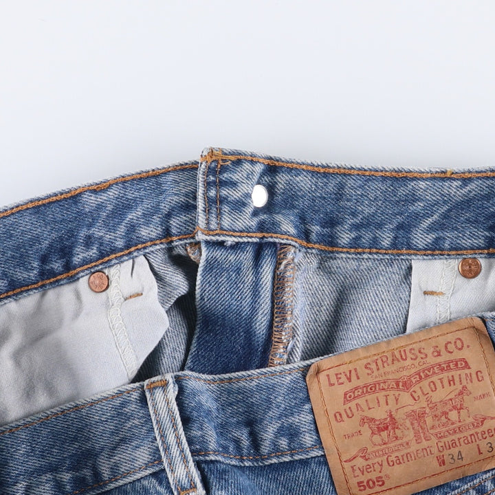 00'S Levi's 505 REGULAR FIT tapered denim pants for men, size w34 cotton blue type Vintage Second Hand